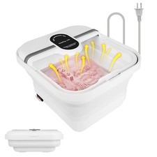 Collapsible Foot Spa Bath Massager w/ Heat, Bubbles, Pedicure Foot Spa w/ Roller