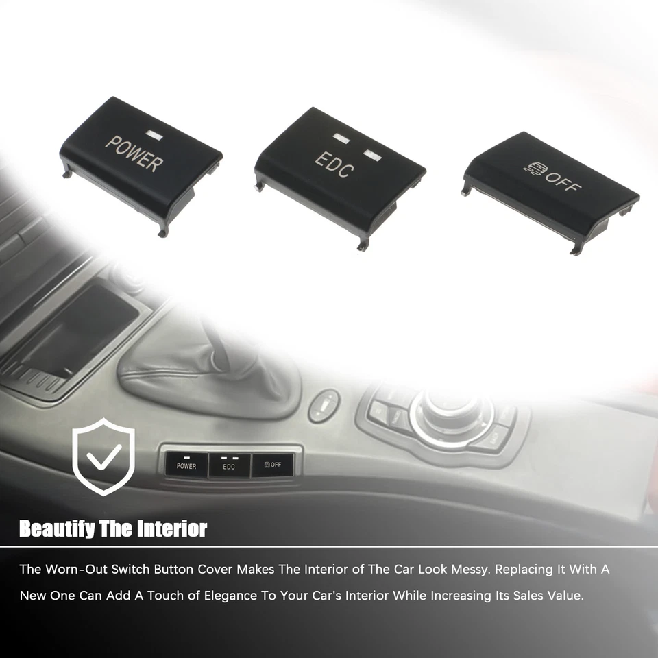 Carcasa de botón de interruptor de consola central 3 piezas para BMW 2005-2012 E90 E92 E93 M3 Foto 3 de 4