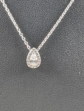 925 STERLING SILVER CZ DIAMOND ACCENT TEARDROP NECKLACE 18" NWT APRIL 1033