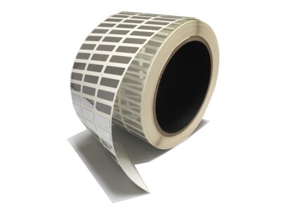 TAMPER EVIDENT SECURITY LABEL SILVER BRIGHT 0.75'' X.25 SERIAL