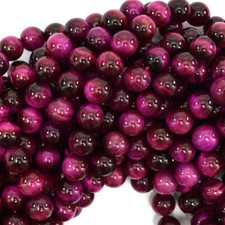 Magenta Tiger Eye Round Beads Gemstone 15" Strand 4mm 6mm 8mm 10mm 12mm