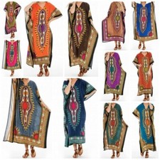 Kaftan Dashiki Dress Women Caftan Beach Cover Boho Summer Gown Hippie Free Size