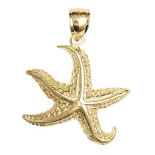 New 14k Yellow Gold Starfish Pendant