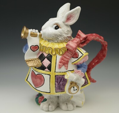 FITZ AND FLOYD 1992 WHITE RABBIT PITCHER 1.1/4 QUART ALICE IN WONDERLAND NEW