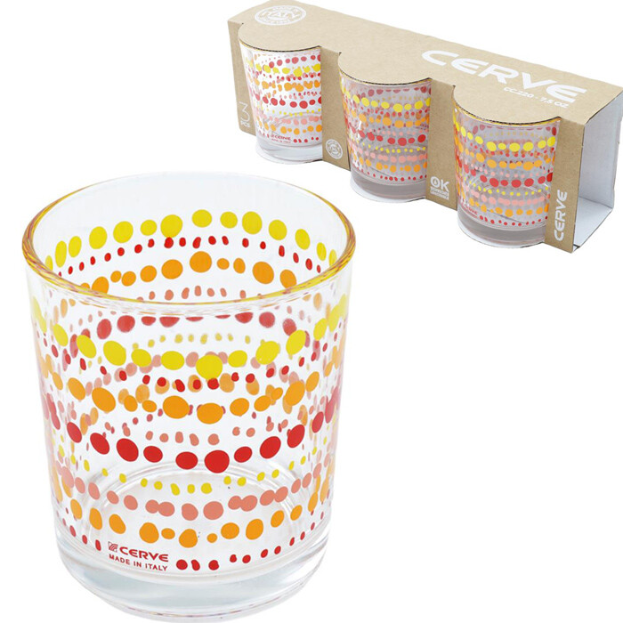 Set 3 bicchieri Cerve in vetro da 220 cc Bicchiere Colorati per Acqua Vino Bar
