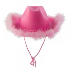 Cowgirl Hat with Fluffy Feathers Novelty Cowboy Felt Hat Party Costume Accessory