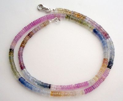 Saphirkette multicolor - 80 Karat - 47 cm - 925 Silber - Saphir Kette -