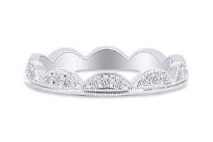 Authentic 0.25 CT Natural Diamond Crown Scallop Eternity Band Ring In 10k Solid Gold