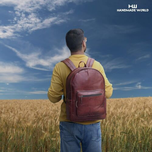 Unisex Leder Laptop Handgefertigt Freizeit Rucksack Messenger Reise Vintage - Bild 2 von 7