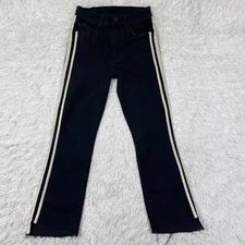 Mother Pants Womens 25 Black Insider Crop Step Fray Guilty Racer USA Made Ladies