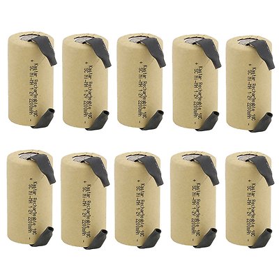 Kastar 10 Packs Sub C 2200mAh Ni-MH Flat Top Rechargeable Battery (With Tabs)