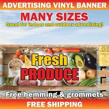 FRESH PRODUCE Advertising Banner Vinyl Mesh Sign Farm Market Retail Store Farmer