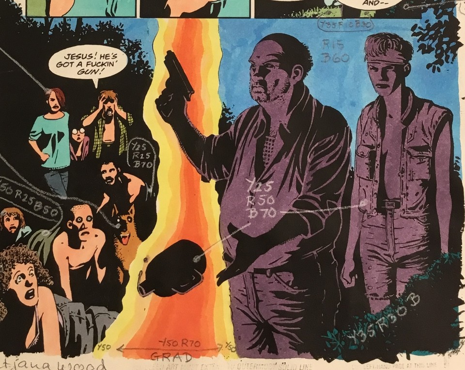 ANIMAL MAN 77 Tatjana Wood SIGNED Hand-painted Color Guide 1994 Page 7 Comic Art