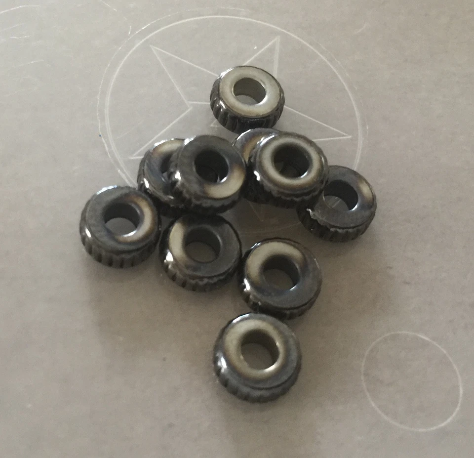 Apilador Pi vintage M. Haskell Gunmetal Hematita metal borde acanalado Rondell Foto 2 de 4