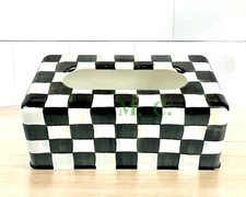 MacKenzie Childs Courtly Check Standard Tissue Box Cover 9.25"  New No Box