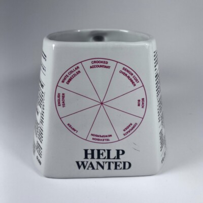 Vintage Help Wanted Newspaper Ad by Applause Coffee Mug New W/ Tags In Box Vtg
