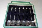 Sterling Silver Set of Six matching Caged Freshwater Pearl Demitasse Spoons