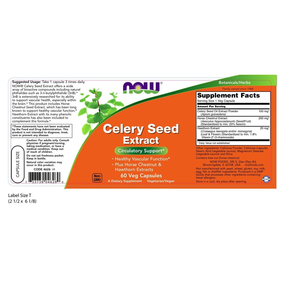 Celery Seed Extract Capsules Urinary Tract Hypertension Gout Bloating