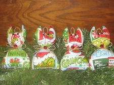 Christmas Decor 4 Cats Bowl Fillers Grinch Fabric Handmade Gifts Tree Ornaments