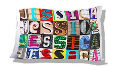 Personalized Pillowcase featuring JESSICA in photo of actual sign letters