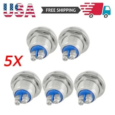 5Pcs 12mm Metal Boat Horn Momentary Push Button Stainless Steel Starter Switch