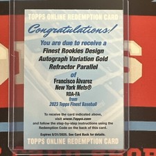 2023 TOPPS FINEST ROOKIES VARIATION GOLD REFRACTOR AUTO/50 FRANCISCO ALVAREZ