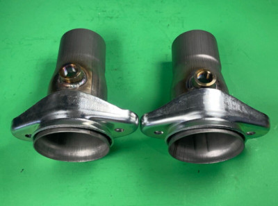 3''Ball Header to 2.5''ID 409 Stainless Socket W/02 Bungs 2 Bolt Collector Reducer