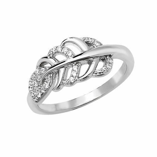 Sterling Silver Leaf Ring Anniversary Gemstone 925 Hallmarked Size L - Q - Picture 1 of 2