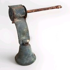 ANCIENNE CLOCHE SONNETTE DE PORTE D'ENTRÉE EN BRONZE AVEC SUPPORT 