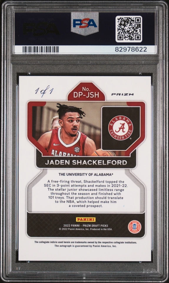 2022 Jaden Shackelford Auto 1/1 RC White Sparkle Prizm PSA 10 - 1 of 1 Beautiful - Image 2 of 2