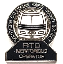 RTD Meritorious Operator Pin Southern California Rapid Transit District Railcar
