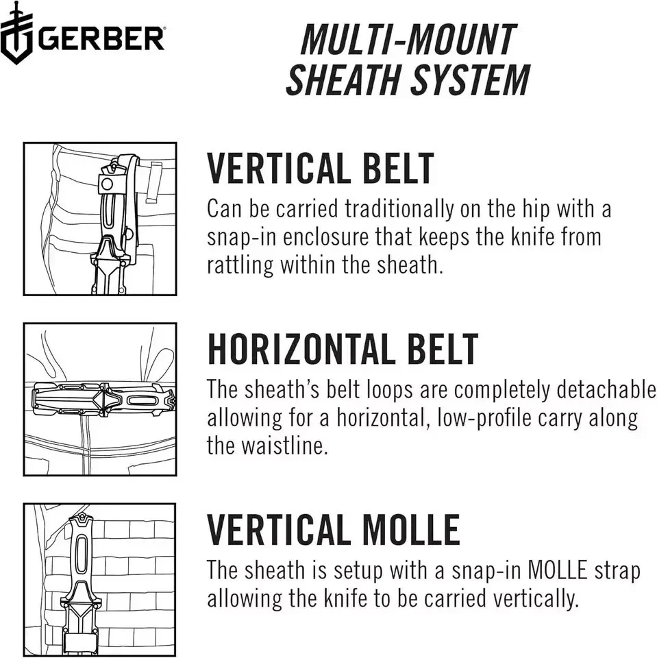 Gerber Gear Strongarm, cuchillo táctico de hoja fija para supervivencia, borde dentado Foto 3 de 4