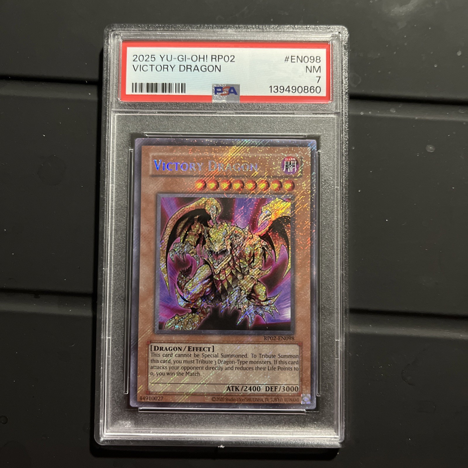 Yu-Gi-Oh! TCG Victory Dragon RP02-EN098 Secret Rare Retro Pack 2 (2025) PSA 7