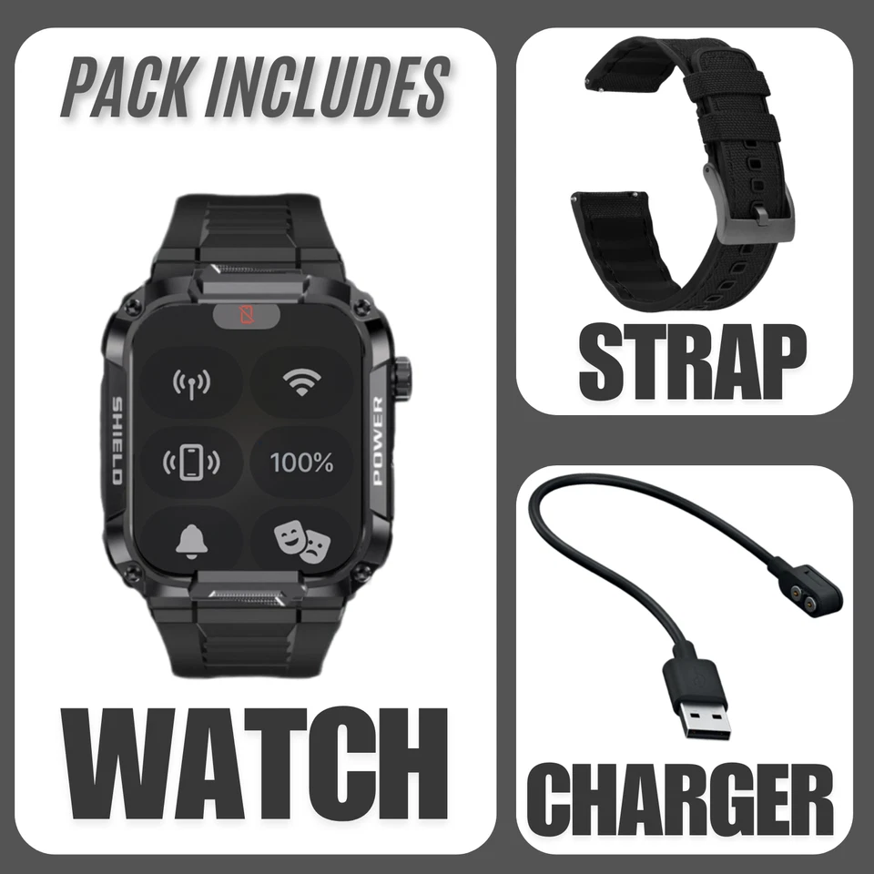 Reloj inteligente militar para hombre llamada, con Bluetooth, GPS, rastreador de ejercicios, seguimiento de salud + Foto 2 de 4