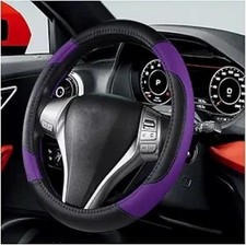 Leather Car Steering Wheel Cover Universal 15 Inch For Car Truc Color Purple
