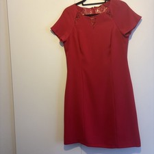 NWT  14 UK Coast Red Orchid Lace Trim Shift A Line Dress Party Evening Races  