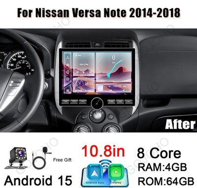 4+64GB Carplay Android 15 Car Stereo Wifi Radio For 2014-2018 Nissan Versa Note