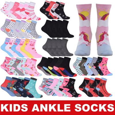3/6 Paar Mädchen Jungen Kinder Crew Socken Kinder Neuheit Charakter Funky Designs