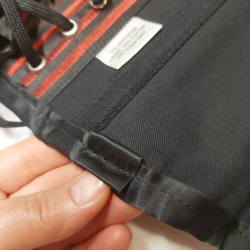 Red Black Burlesque Pinup Goth Steel-Boned Waist Trainer Corset size L+ - Picture 6 of 9