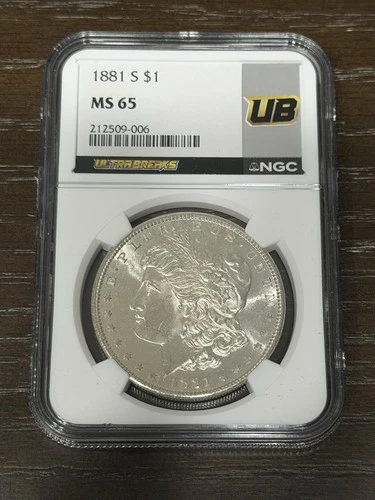 1881 S $1 Morgan NGC MS 65 Ultra Breaks Label