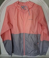 Columbia Flash Forward Coral Gray Packable Windbreaker Zip Hooded Jacket M