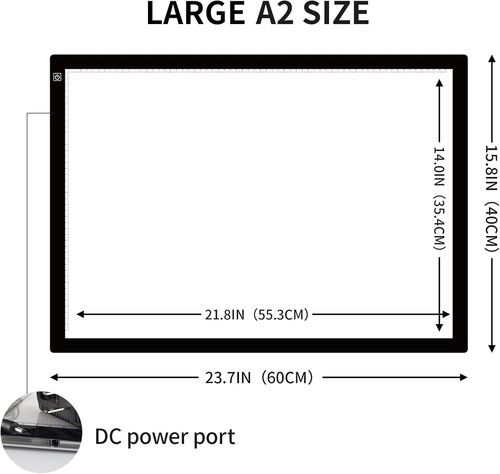 TOHETO Tavoletta Luminosa A2, Light Box LED Light Board di Disegno, Ultrasottile - Foto 3 di 7