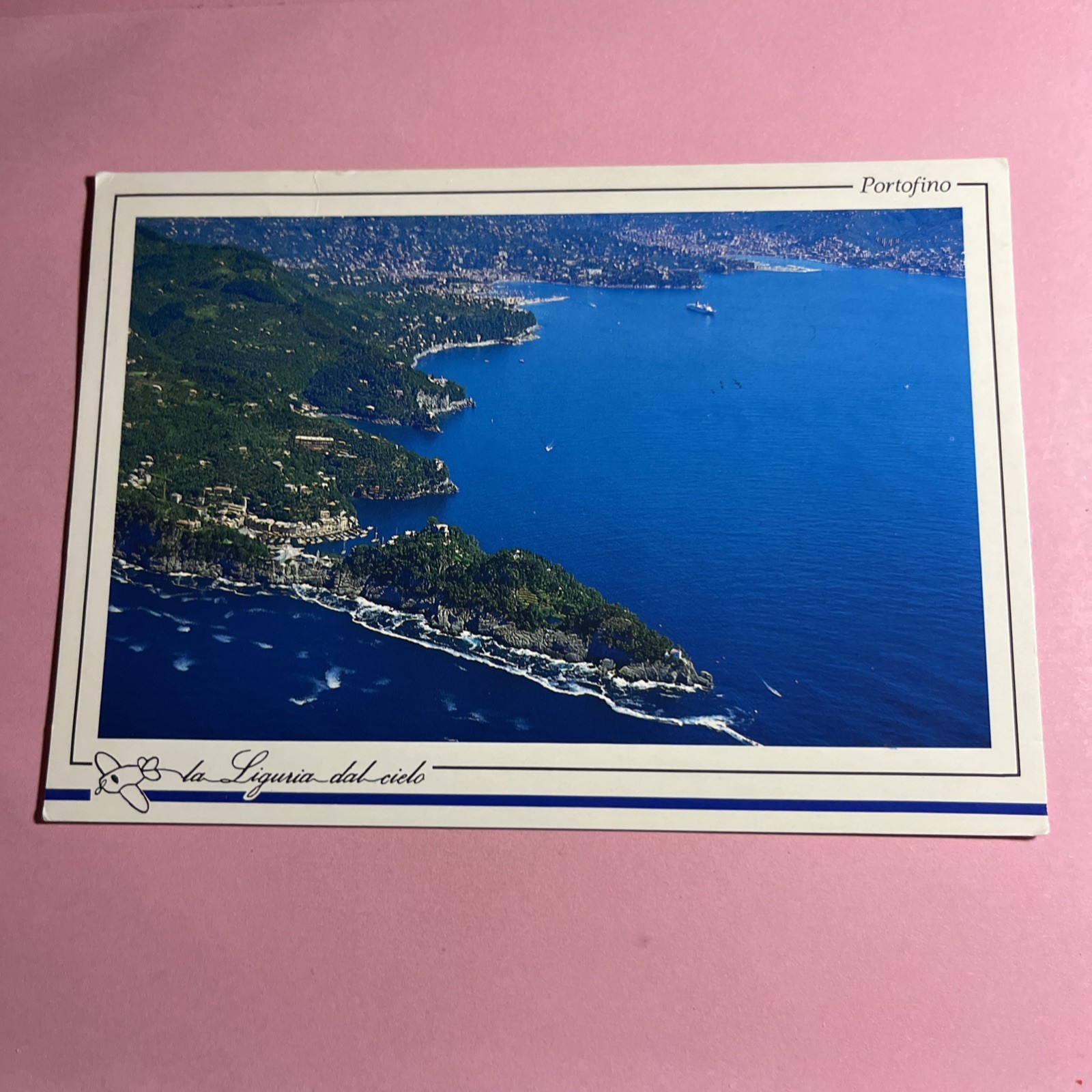 CARTOLINA GRANDE A COLORI - GOLFO DEL TIGULLIO PORTOFINO PANORAMA AEREO