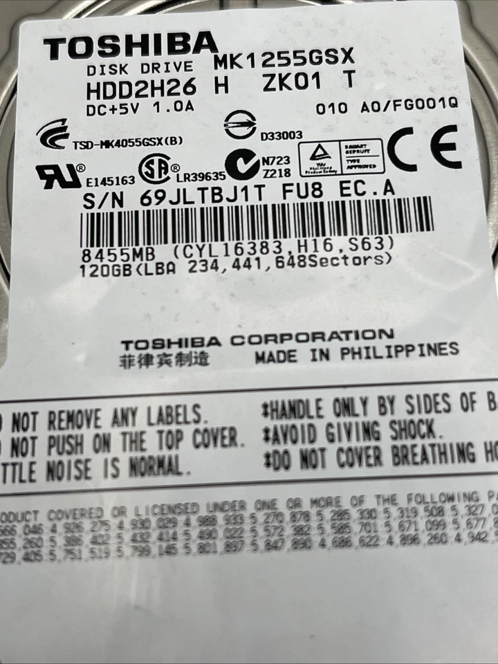 disk drive toshiba hdd2h26  mk1255gsx 120 gb - Image 4 of 4