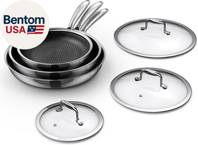 Hybrid Nonstick 6-Piece Fry Pan Set, 8, 10, and 12-Inch Pots and Pans with Tempe