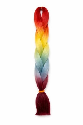 Rainbow Ombre Kanekalon Jumbo Braid Flechthaar orange gelb blau lila