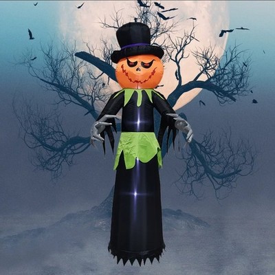 8FT Halloween Inflatable Pumpkin Scarecrow Yard Decoration LED Lighted Outdoor 