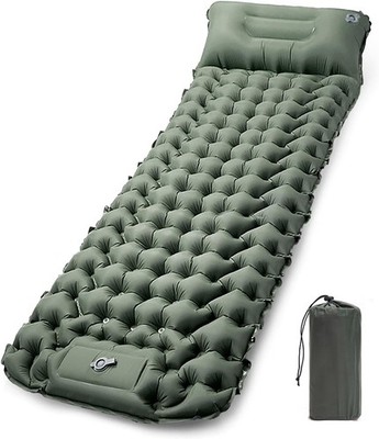 Camping Sleeping Pad   Extra Thick Ergonomic Mattress with Built-in Pump