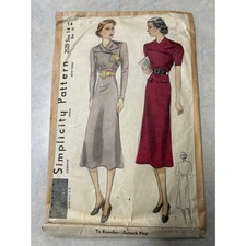 Vintage 1930's Simplicity Pattern 2529 Women's Tailored Dress Size 14 HTF