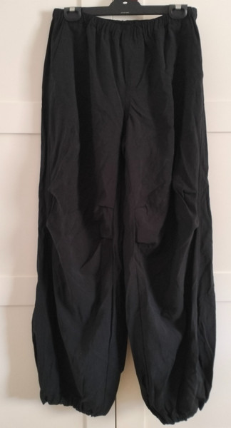 Women's Elastic Waist Size 12 Black parachute Cargo Pants Anko Baggy Jogger